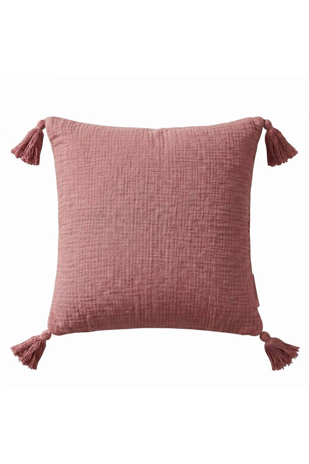 Homescapes Pure Handmade Cotton Muslin Cushion with Cover - 45 x 45 cm in Rose