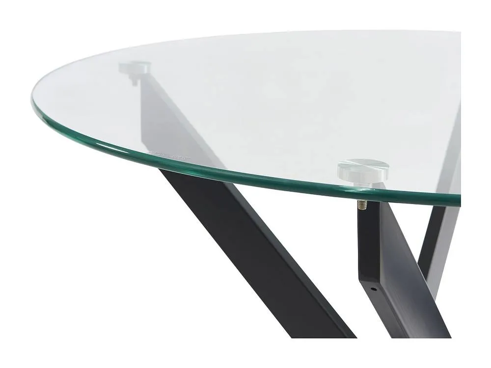 Vente-unique Round Dining Table for 2, Tempered Glass & Black Metal - Clear 5