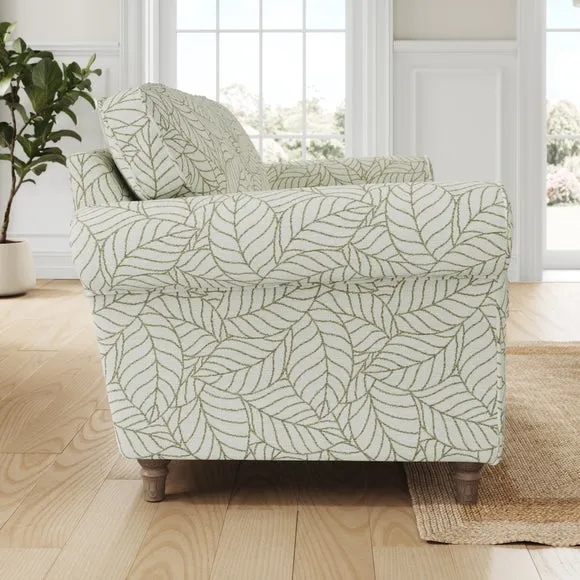 Flori Woven Leaf Fabric 3 Seater Sofa 2