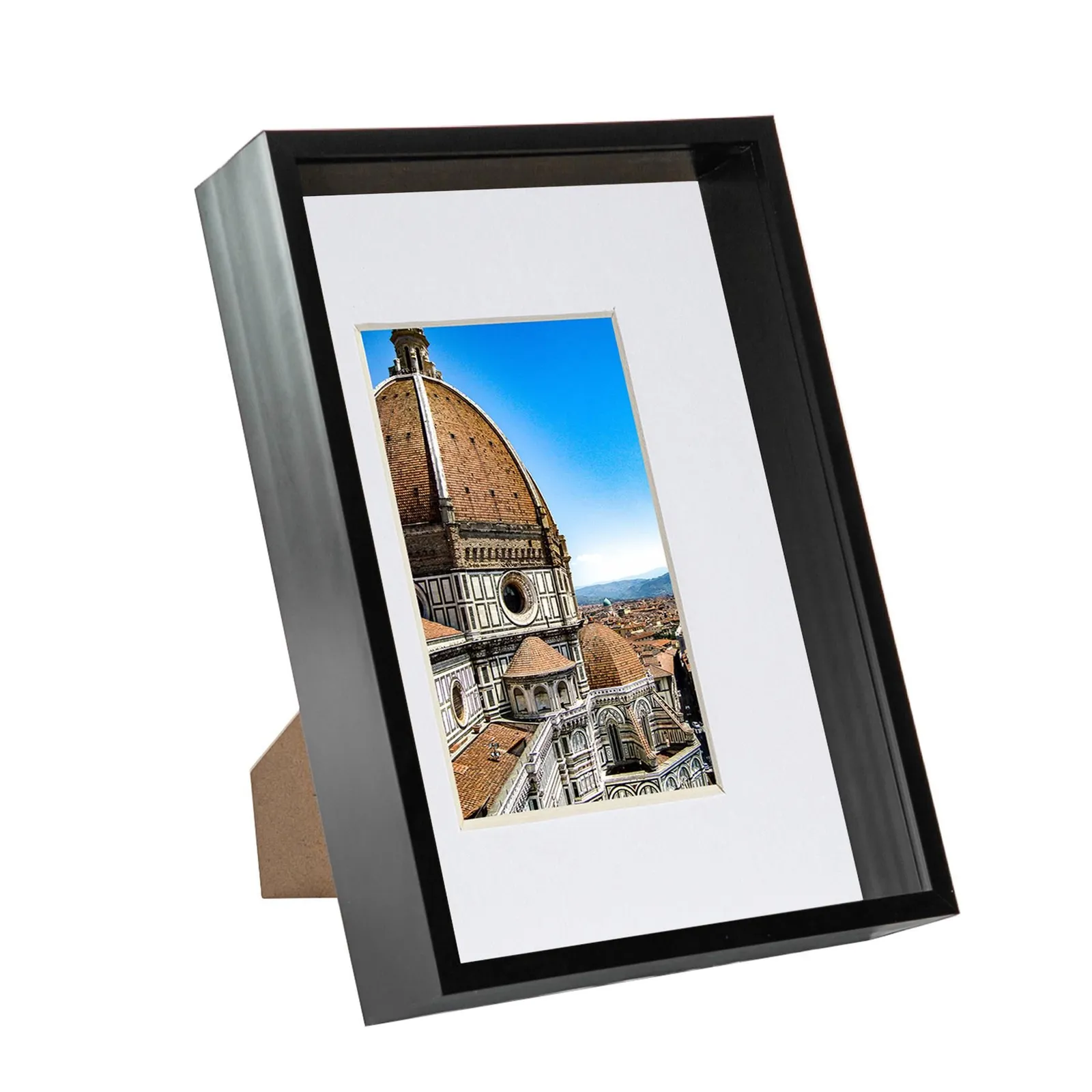 Nicola Spring 3D Deep Box Frame with A5 Mount - A4 (8" x 12") - White Mount in Black