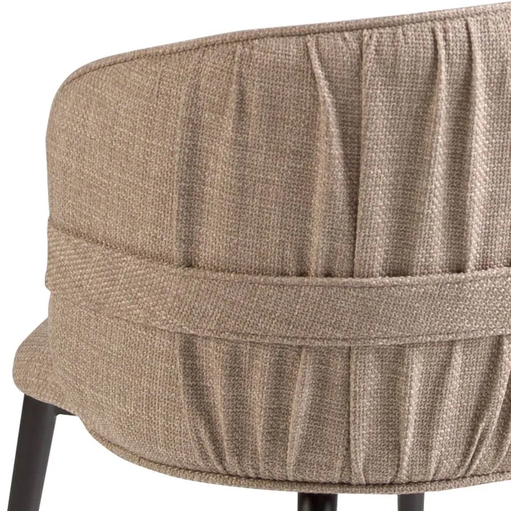 Angel Cerda Dining Chair, Brown Fabric, Matte Black Steel Legs in Light Tan 5