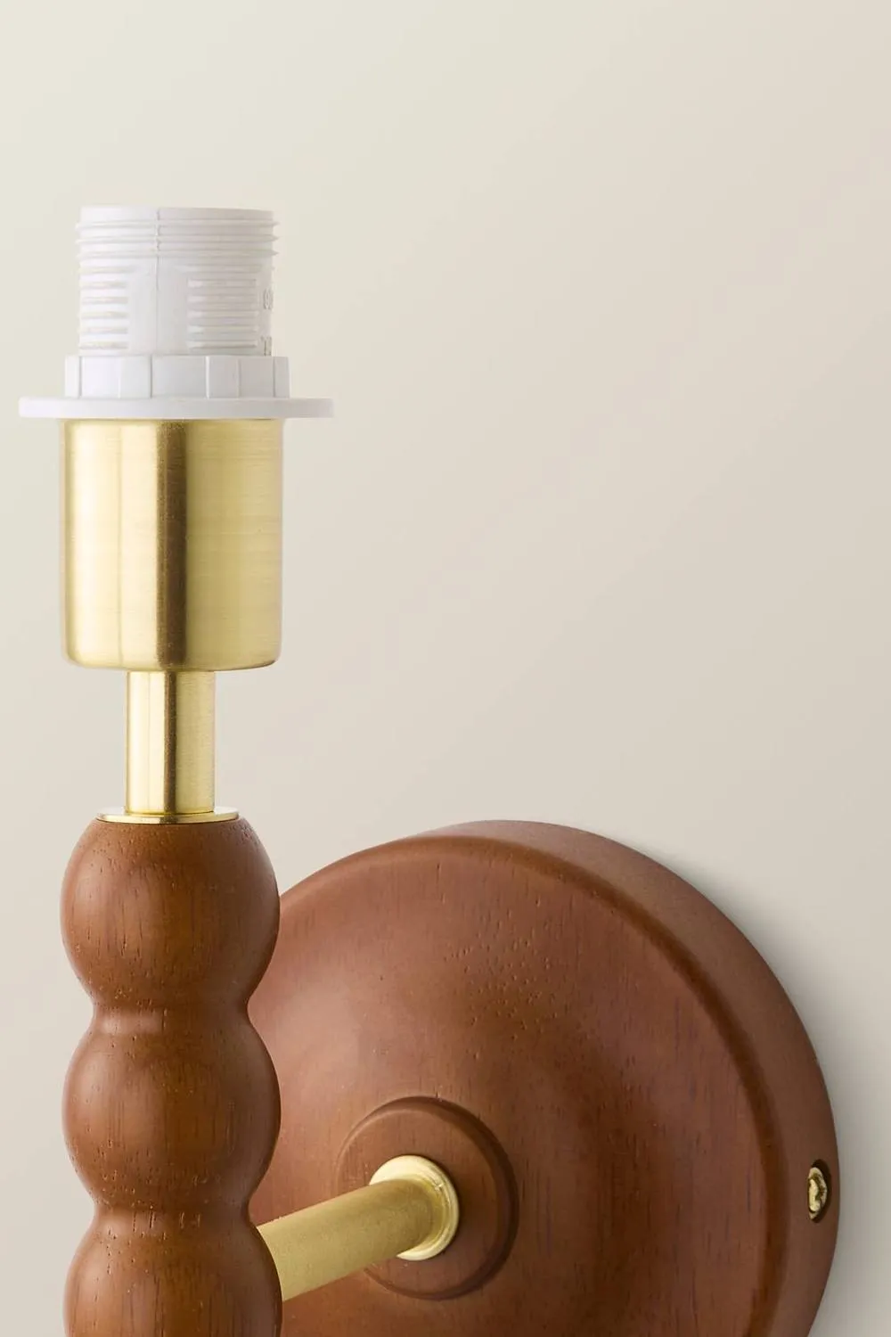 ValueLights Bobbins Wooden Bobble Wall Light Lamp Base in Walnut 4