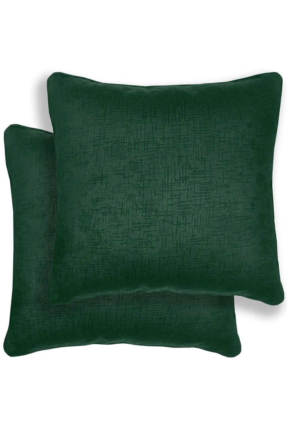 Enhanced Living Pair of Vogue Textured Double Sided Zip Opening Piped Edge Cushion Covers - 43x43cm - Cases Only in Green