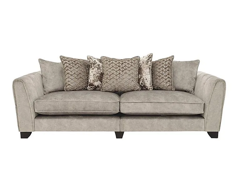 Mariah 4 Seater Fabric Scatter Back Split Frame Sofa with Brass Insert - Dapple Cream with Brass Insert