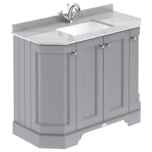 Bayswater Victrion Plummett Grey Angled Traditional Freestanding Vanity Unit & Grey Marble Top Basin - 1000mm
