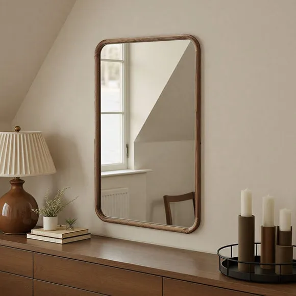 Yearn Solid Oak Curved Wall Mirror 1