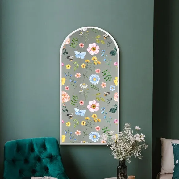 Typis Arched Colourful Floral Wall Mirror