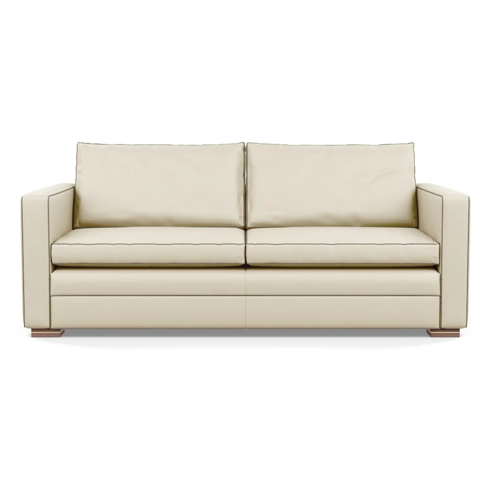Heal's Palermo 3 Seater Sofa Leather Grain Storm 006 Brass and Walnut Feet 1