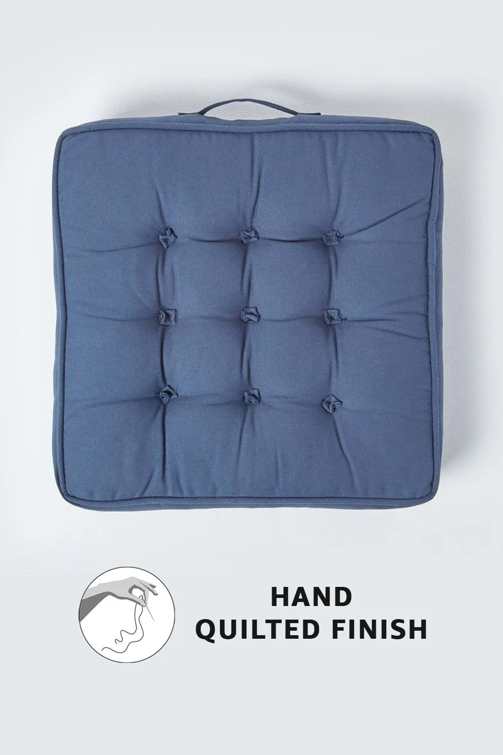 Homescapes Cotton Armchair Booster Cushion in Navy 3