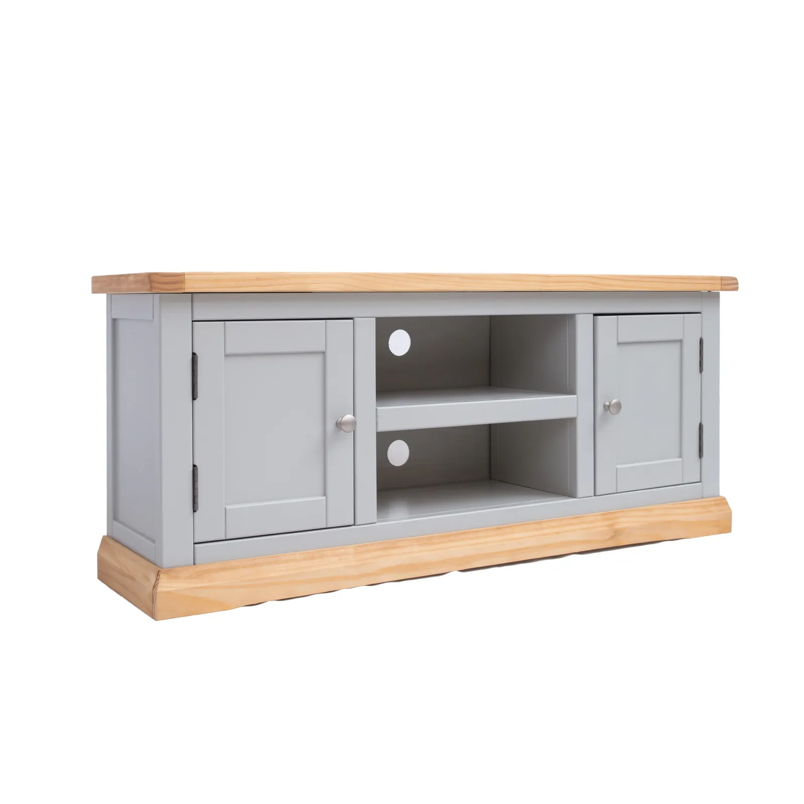 Cabinet Bits Bomporto Light Grey 2 Door TV Cabinet Chrome Knob 2