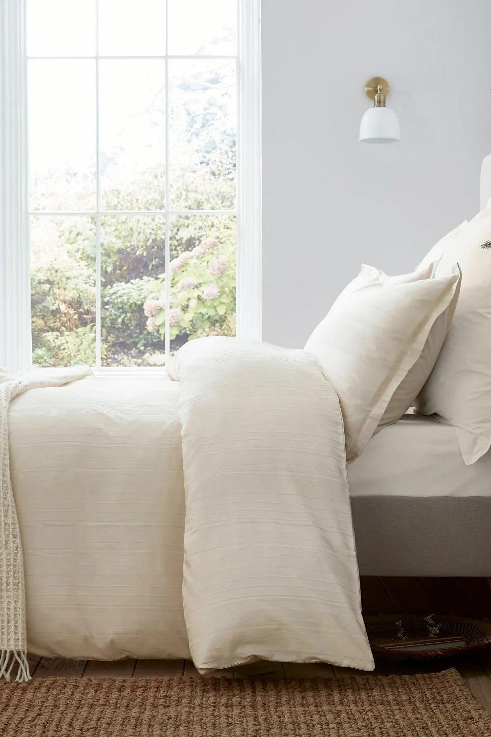 Murmur 'Seren' Cotton Sateen Duvet Cover in Ivory