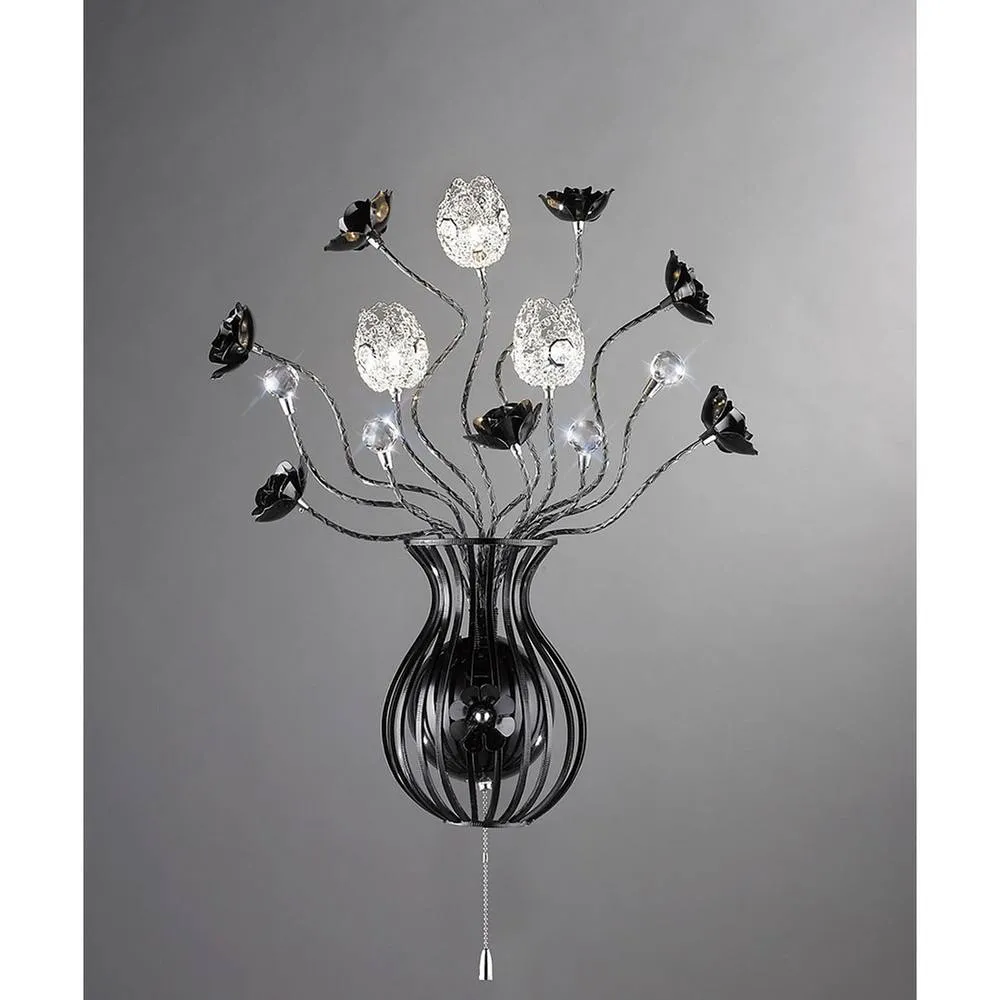 Netlighting (DH) Bonita Wall Lamp Aluminium Black 3 Light G4 Crystal 2