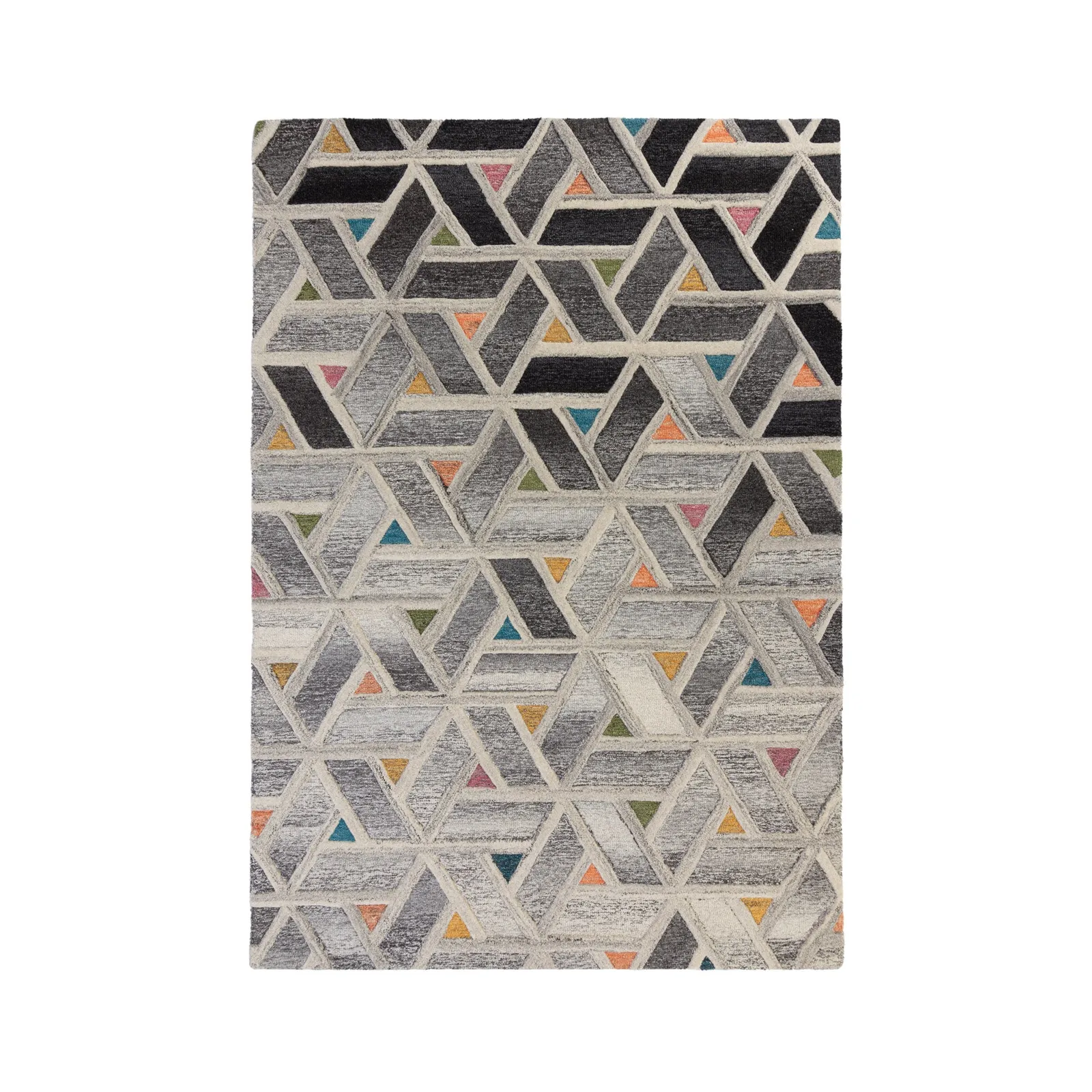 River Geometric Rug Grey, Pink and Blue
