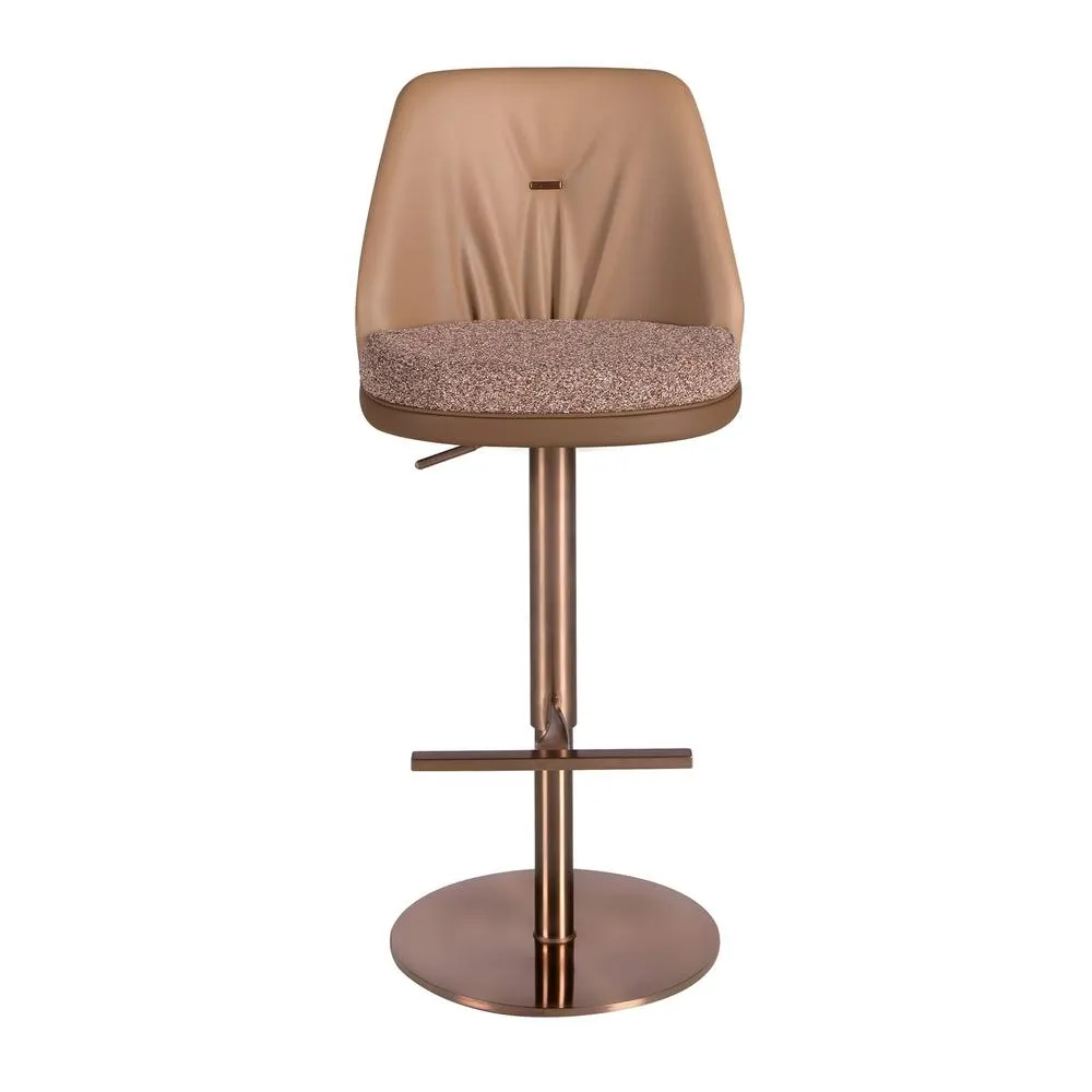 Angel Cerda Fabric Swivel Bar Stool with Leatherette Backrest in Brown 2