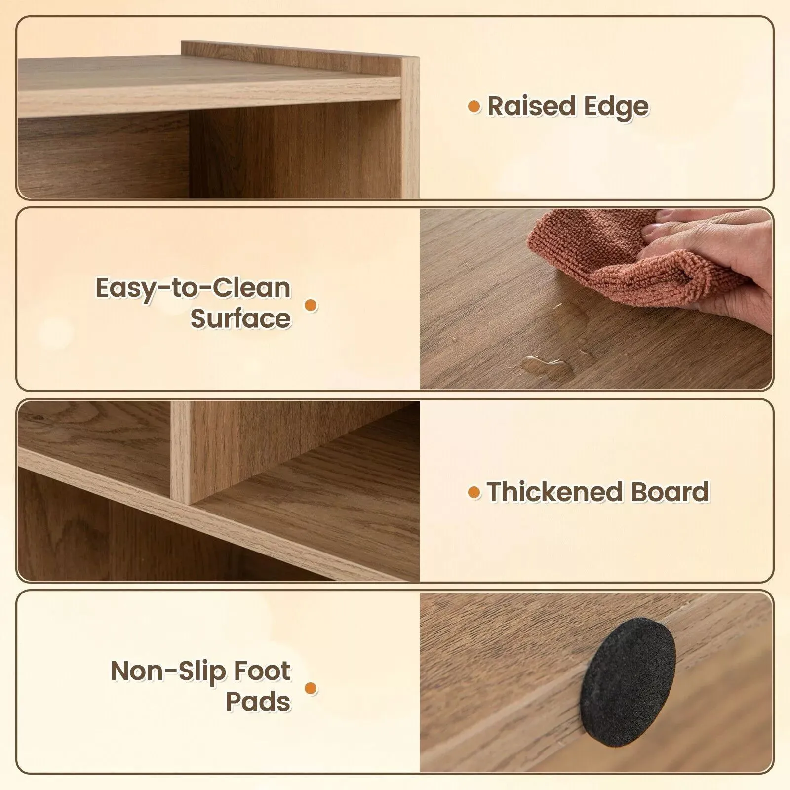 Costway Wood Storage Cube Bookcase 3 Tier 8 Cube Open Shelf Storage Cabinet in Natural 4
