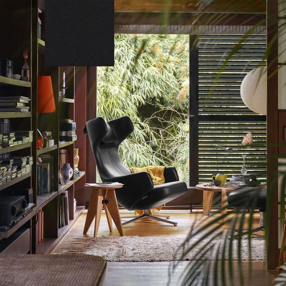 Vitra Grand Repos Chair Premium Leather Ochre Polished Base Glides for Carpets 4