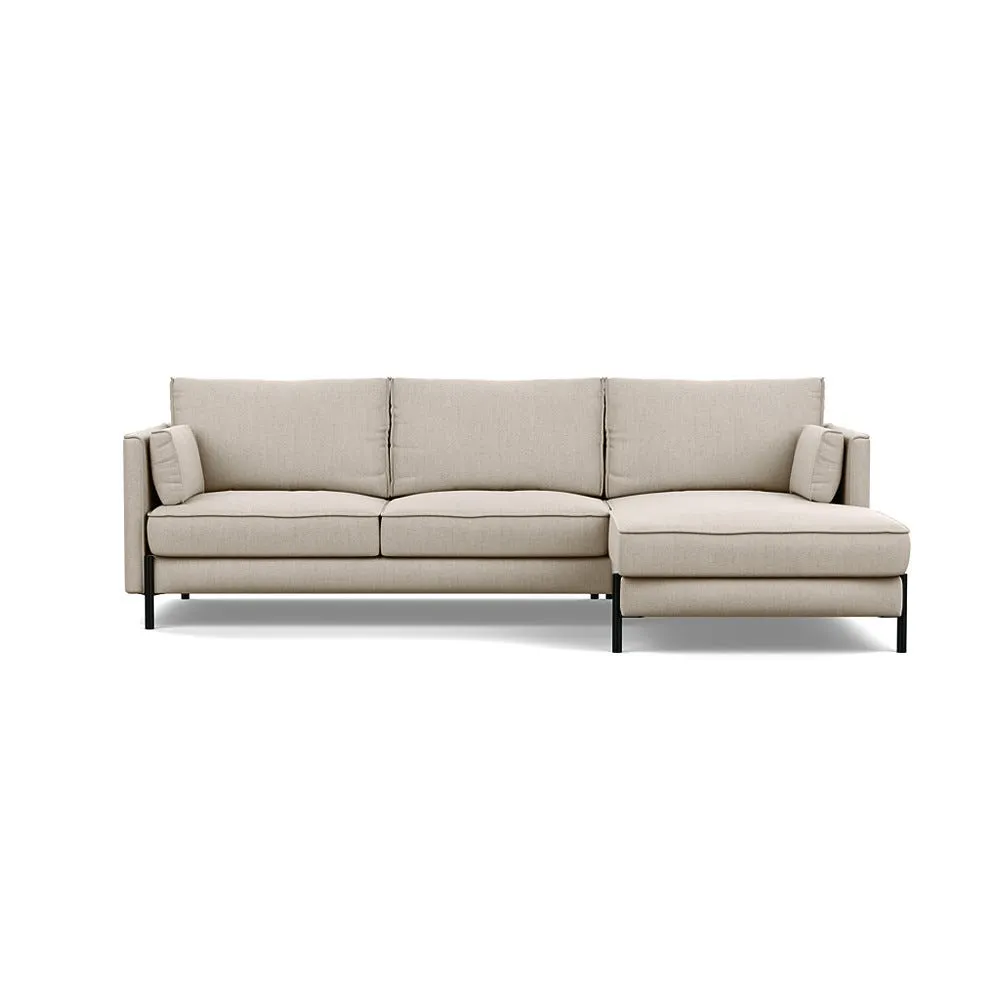 Heal's Tortona Right Hand Facing 4 Seater Corner Chaise Broadweave Putty Black Feet 1