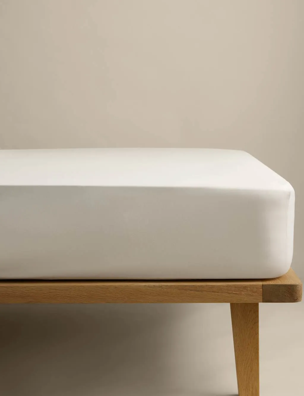 M&S Cotton Blend Non Iron Fitted Sheet Cream