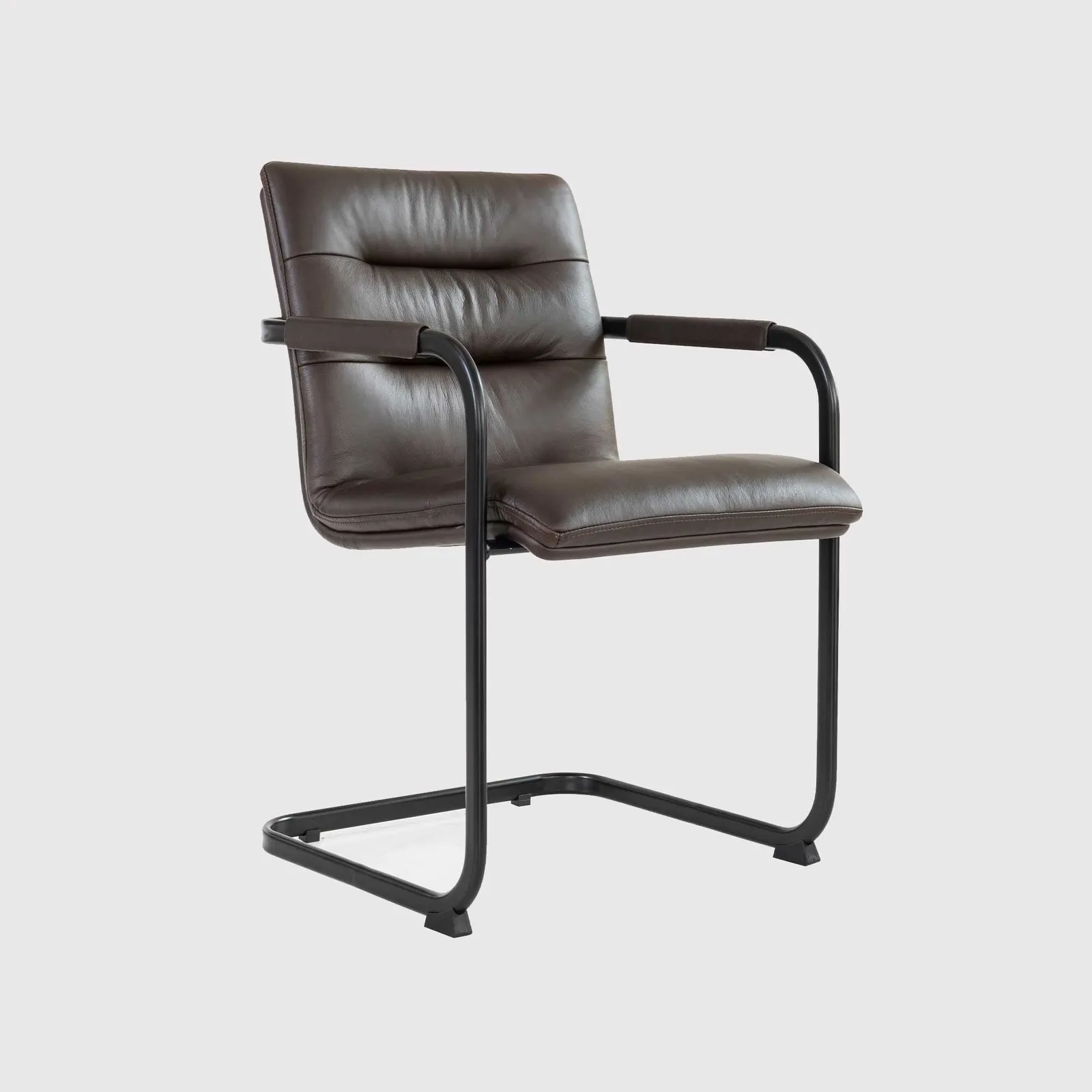 Pure Furniture Rigel Dining Chair With Arms With Matt Black Frame Leather | Barker & Stonehouse