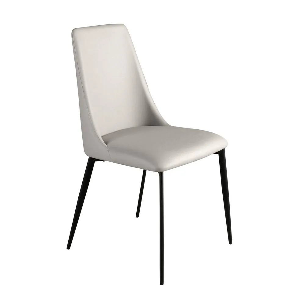 Angel Cerda Light Grey Leatherette Dining Chair - Black Stainless