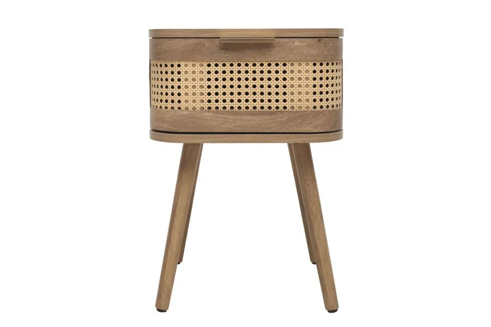 Birlea Rattan Bedside Cabinet 1 Drawer Sark Nightstand Side Table in Beige 6