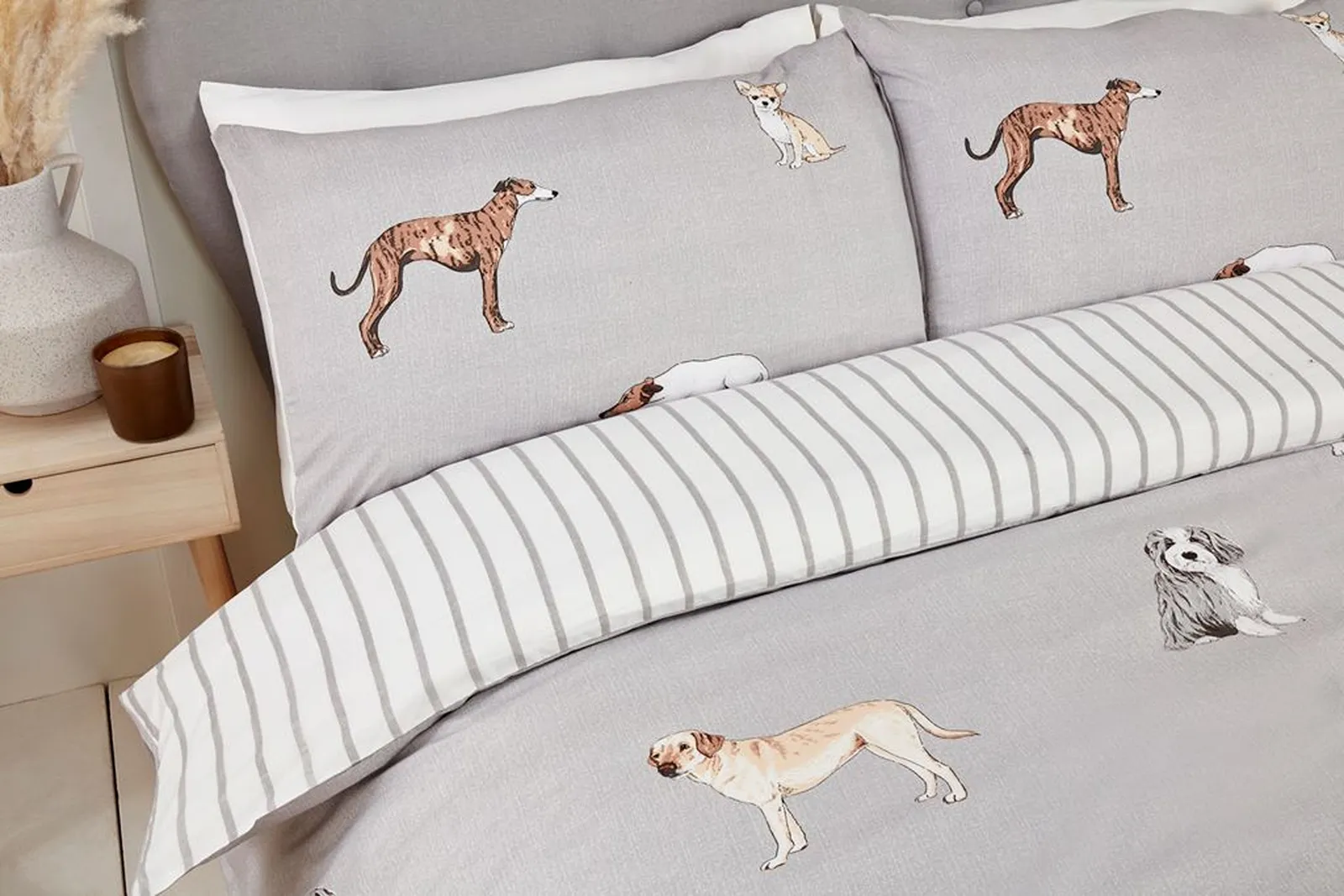 Rapport Home Paws & Tails Microfibre Duvet Set Double Grey, Silver 2