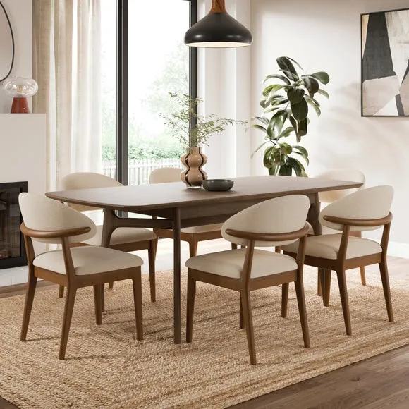 Hugh Dark Stained Dining Chair, Fabric 2