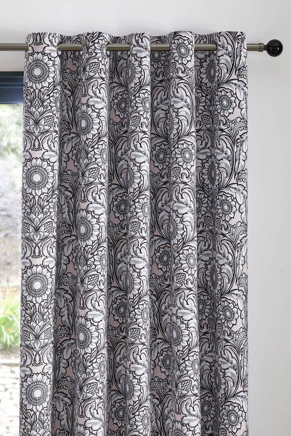 Laurence Llewelyn-Bowen 'Romilly' Floral Jacquard Blackout Pair of Eyelet Curtains in Natural 2