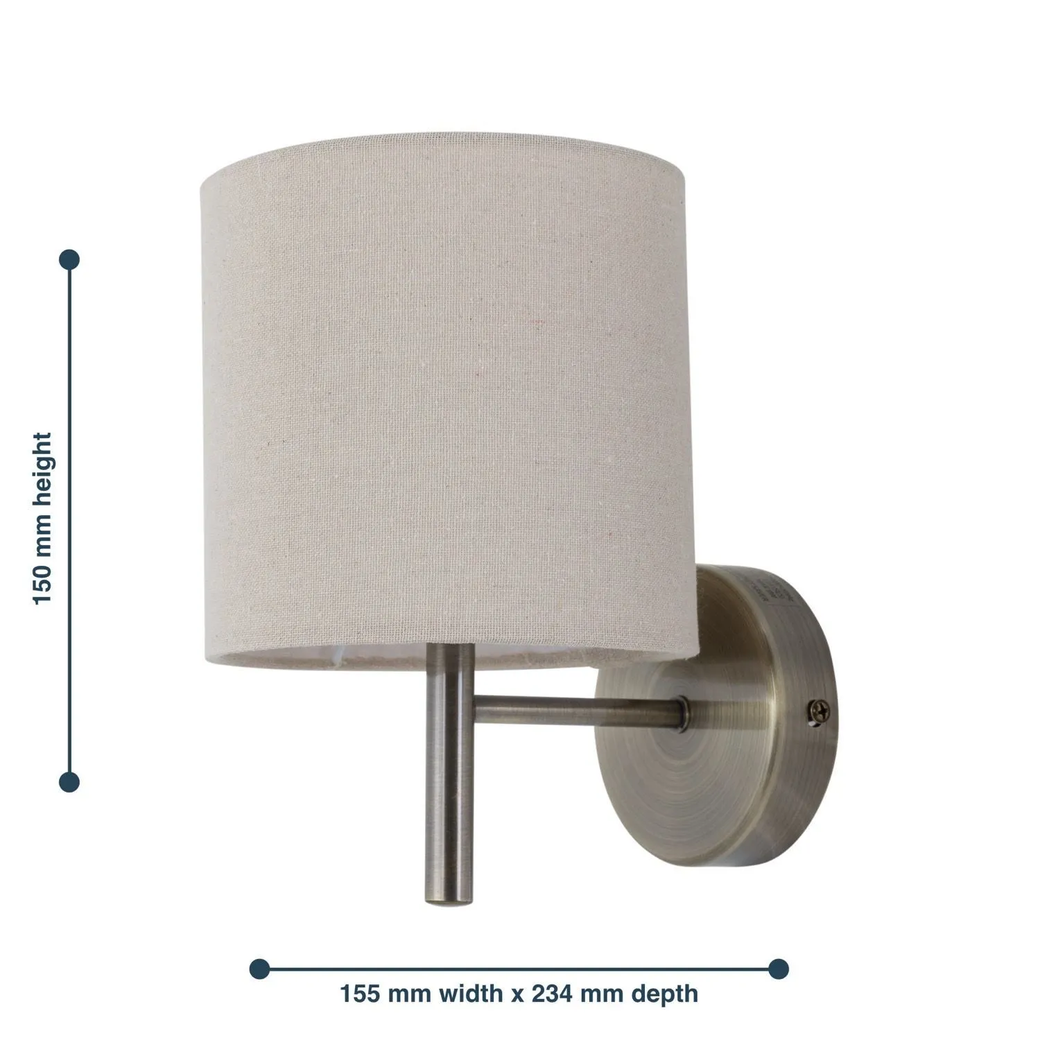 First Choice Lighting Brea - Antique Brass Wall Light with Natural Linen Shade in Gold 5