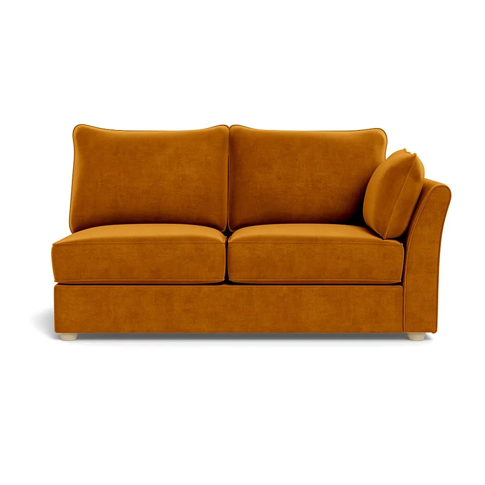 Heal's Tailor Medium Right Hand Facing Corner Unit Smart Luxe Velvet Cognac Natural Feet 1