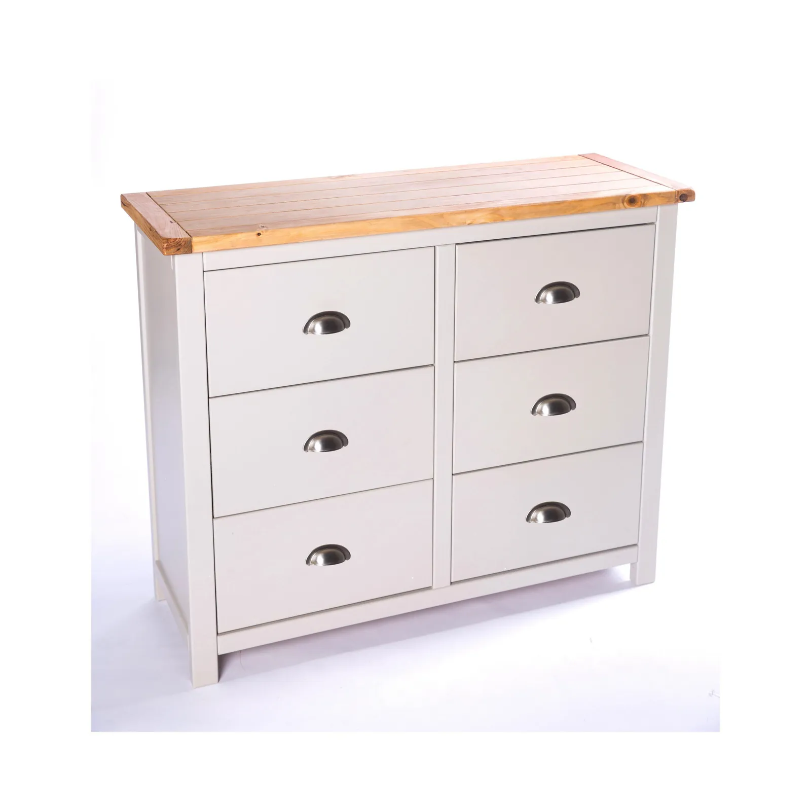 Cabinet Bits Argenta 6 Drawer Chest of Drawers Chrome Cup Handle in Light Grey 3