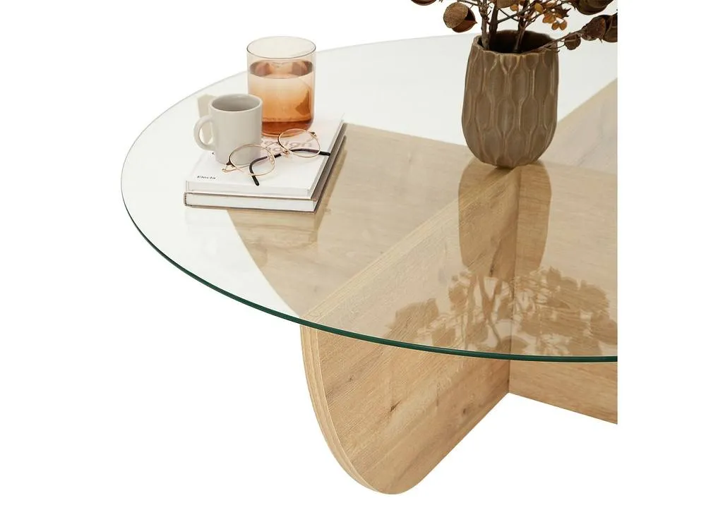 Vente-unique Tempered Glass Coffee Table - Clear Natural & Transparent - AYSUN 5