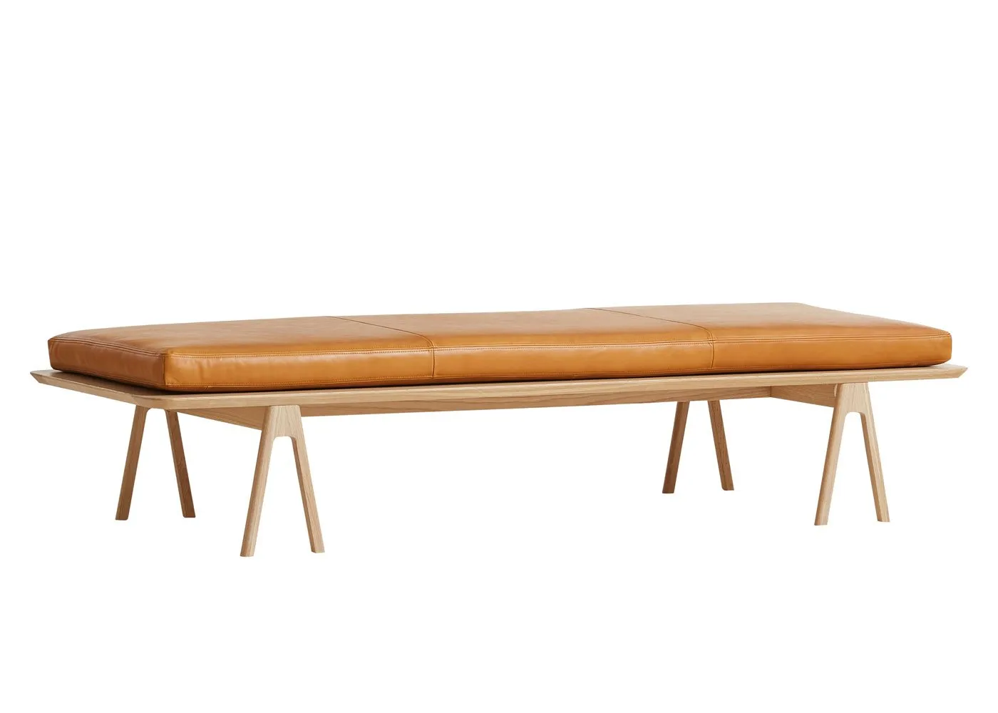 Woud Level Daybed Cognac Leather & Light Oak