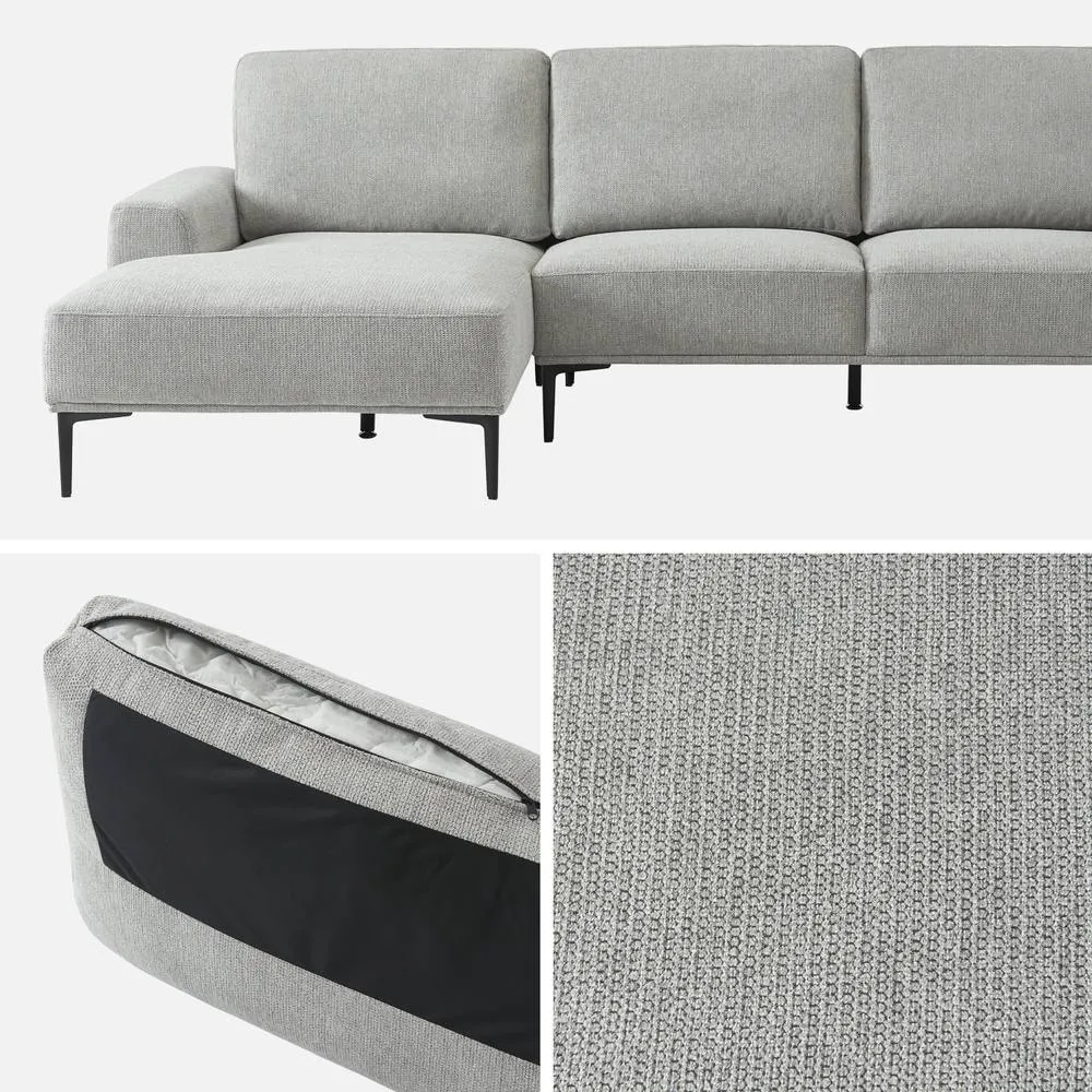 sweeek 3-seater Corner Sofa Left-hand In Fabric & Metal in Light Grey 4