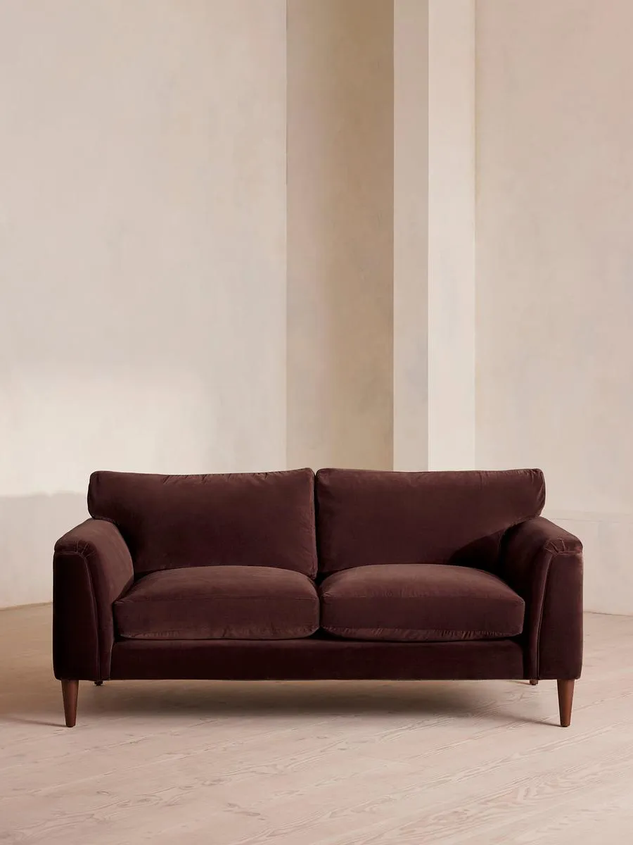 Reya Two Seater Sofa, Velvet, Aubergine