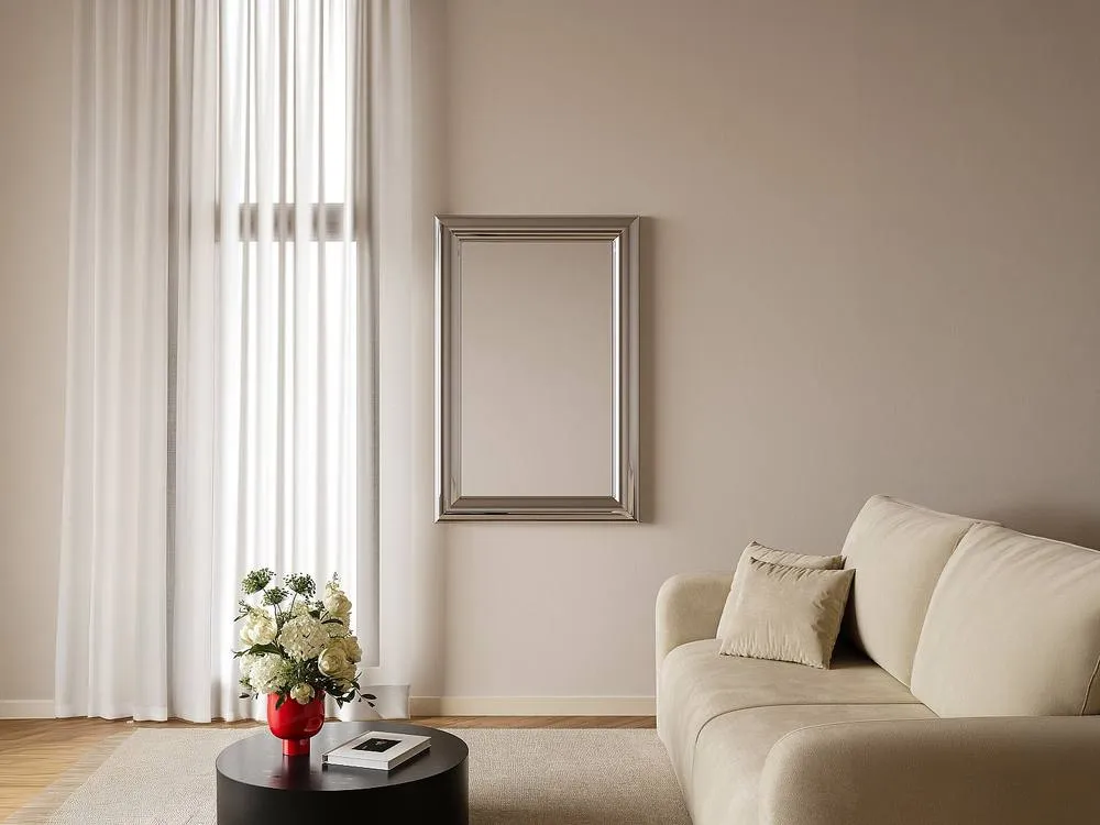 Vente-unique Rectangular Metal Wall Mirror - W. 80 X H. 120 Cm - Chrome - BORAYA in Silver