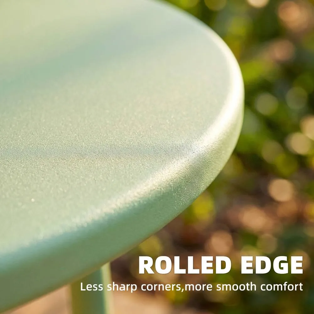 OUTSUNNY Metal Garden Side Table, 48 cm Round Outdoor Table in Green 4
