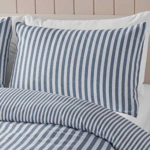 Catherine Lansfield Stripe 100% Brushed Cotton Reversible Duvet Cover & Pillowcase Set 2