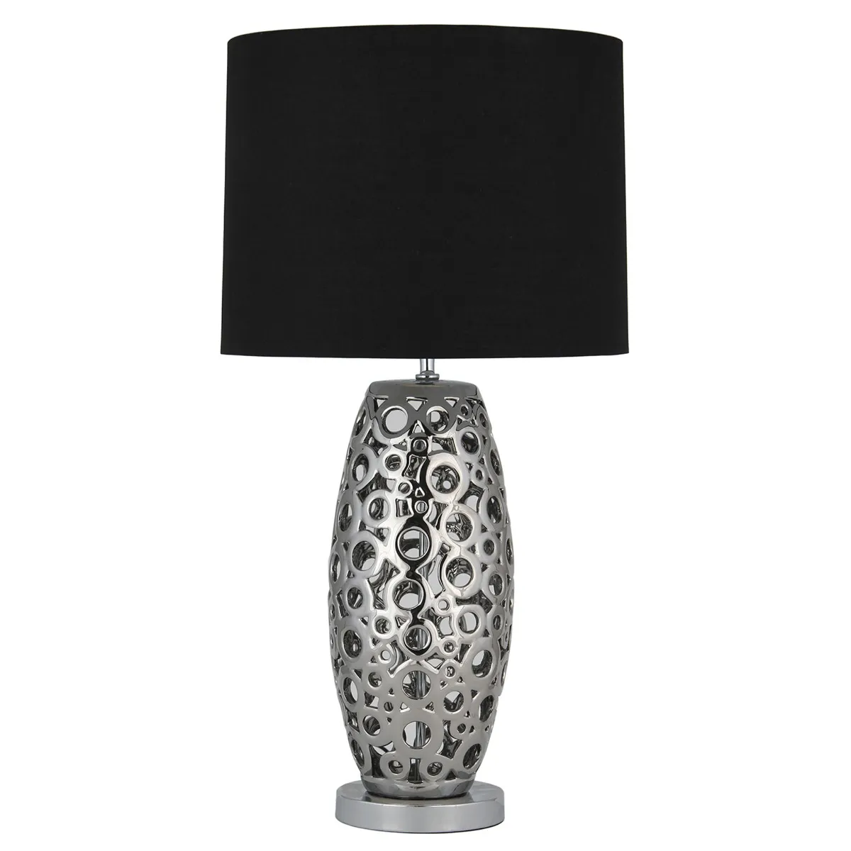 Tall Circles Table Lamp Silver