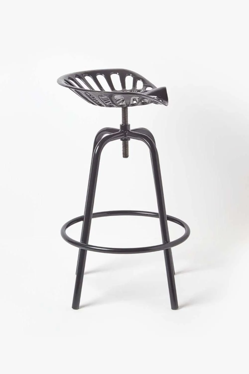 Homescapes Vintage Style Metal Adjustable Tractor Seat Bar Stool in Black 4
