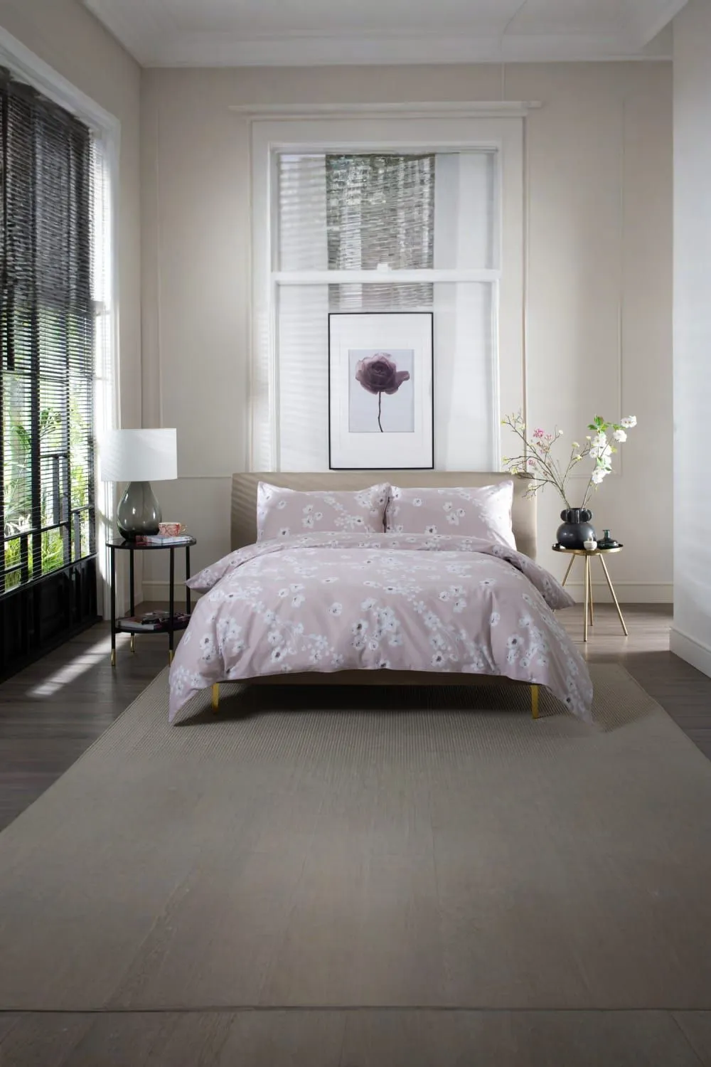 The Lyndon Company Petite Fleure Printed 100% Cotton Duvet Cover Set with Piped Edges in Pink 1