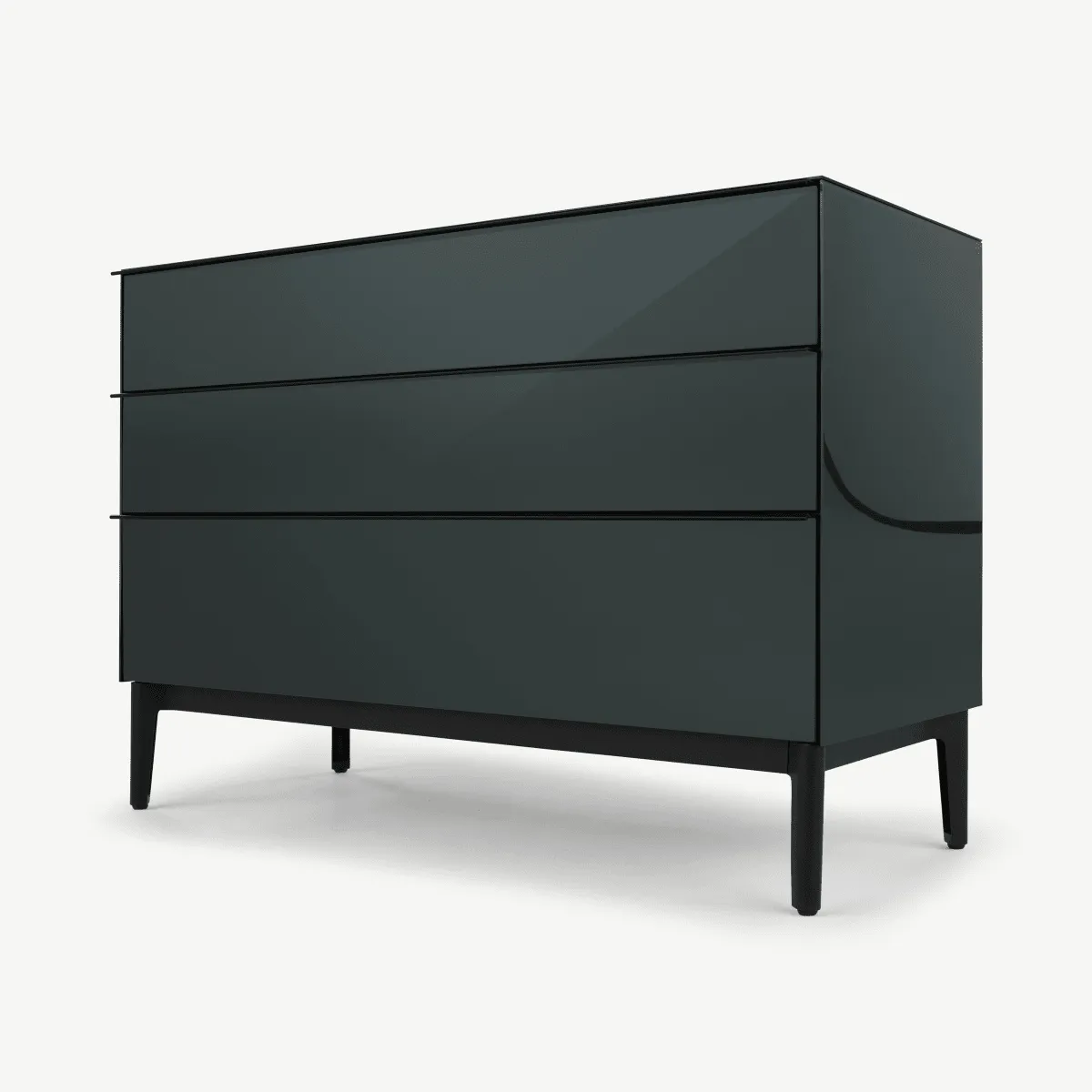 Silas Chest of Drawers, Midnight Grey Glass
