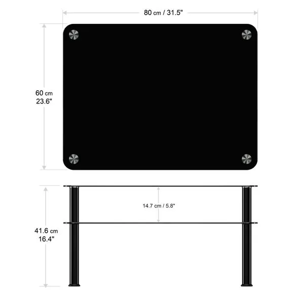 AVF Large Coffee Table, Black Glass with Black Legs 5