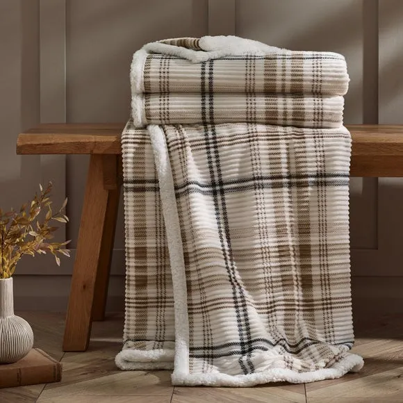 Cosy Ribbed Check Throw Blanket 130cm x 170cm