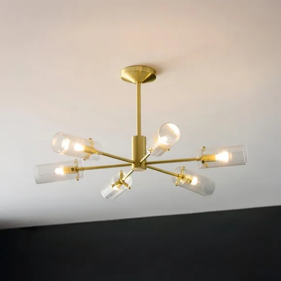 Sterling Ribbed 6 Light Semi Flush Ceiling Light 3