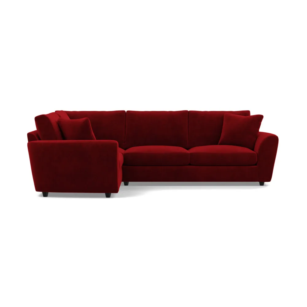 Heal's Snooze Left Hand Facing Corner Sofa Smart Luxe Velvet Mulberry Black Feet