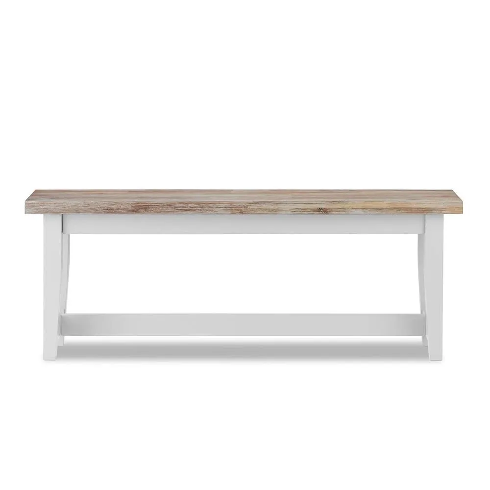 Statement Furniture Florence Solid Acacia Hardwood Dining Bench 120cm in White 2