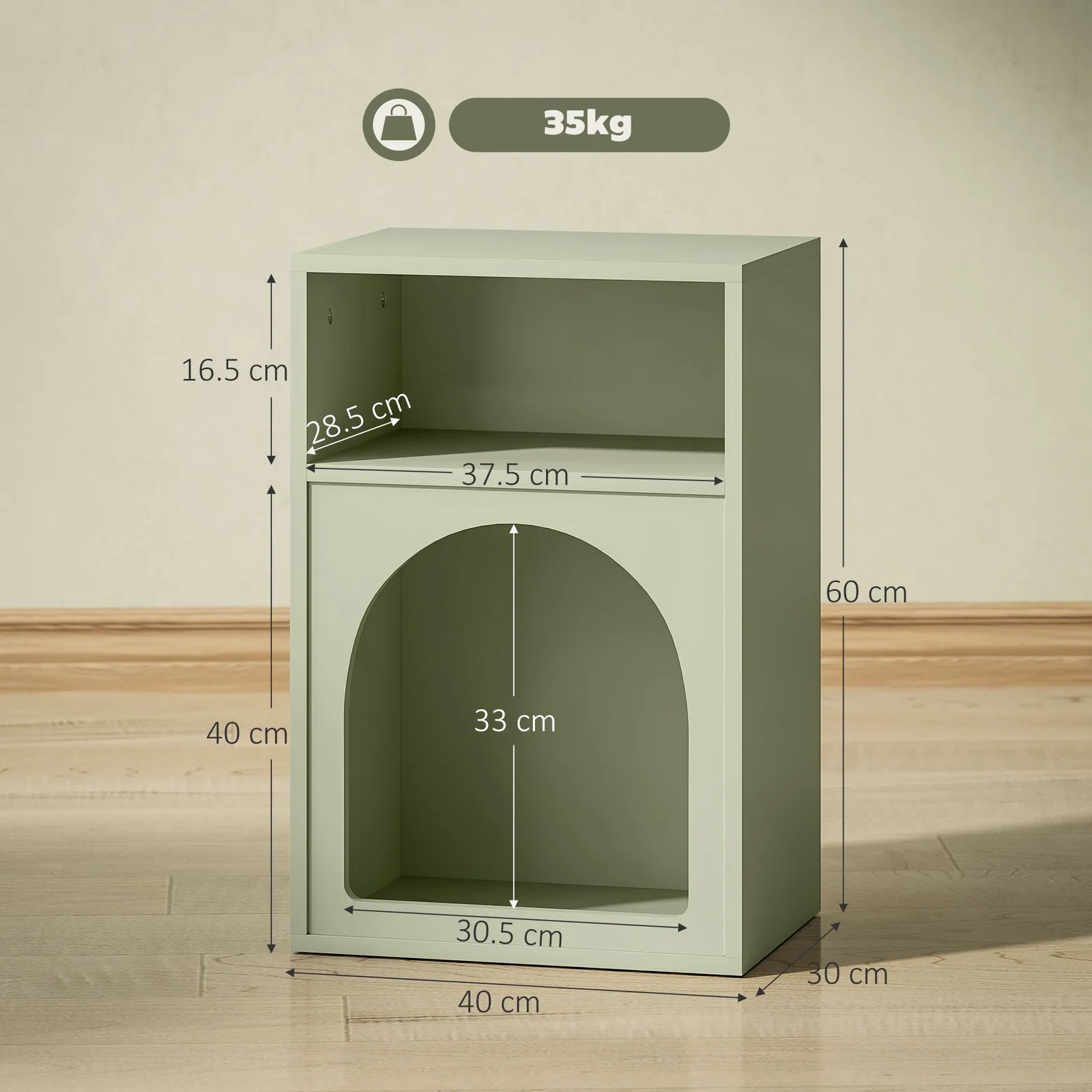 HOMCOM Bedside Table, Modern Bedside Cabinet for Bedroom in Light Green 3