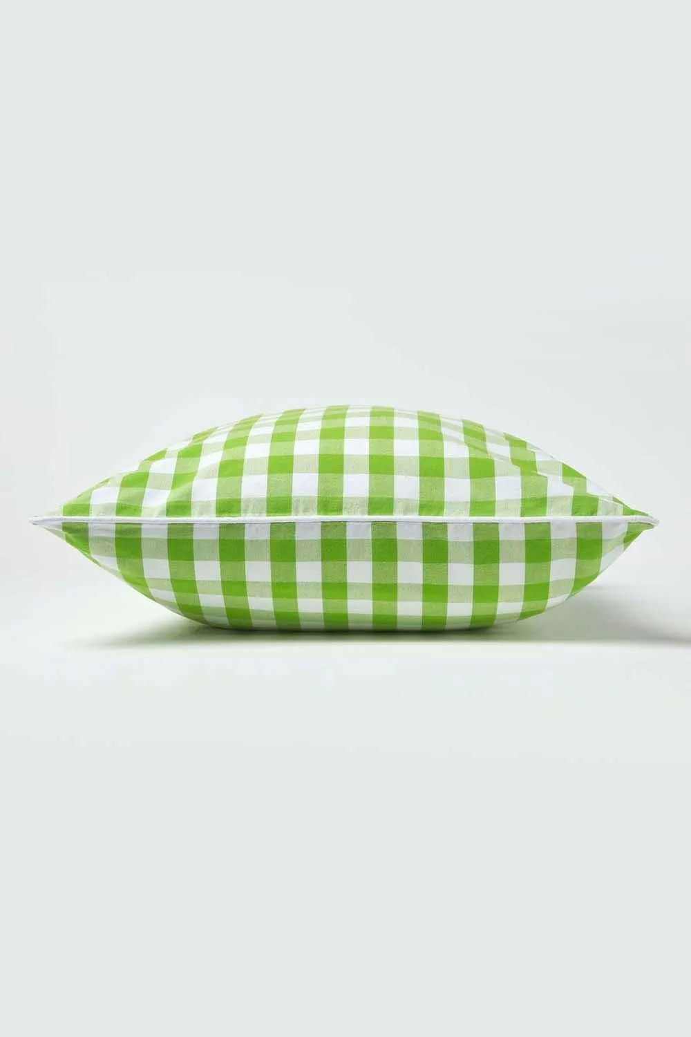 Homescapes Block Check Cotton Gingham Cushion Cover in Green 3