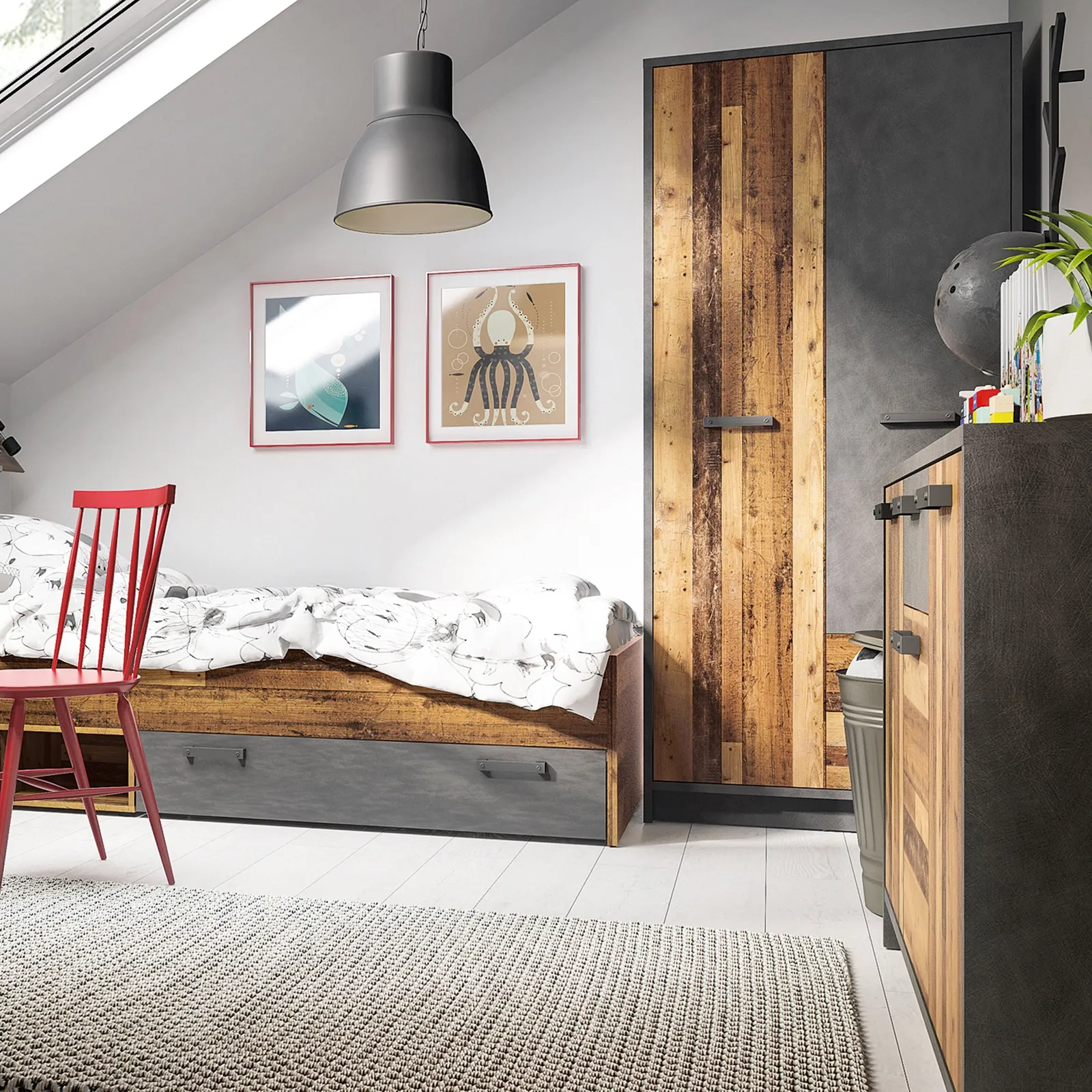 Furniture To Go Brooklyn Cabinet with 3 Doors & 1 Drawer in Walnut 3